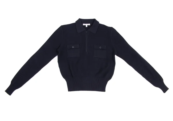 EMPORIO ARMANI Cotton Half Zip Knit Long Sleeve Polo Shirt K-172858_002