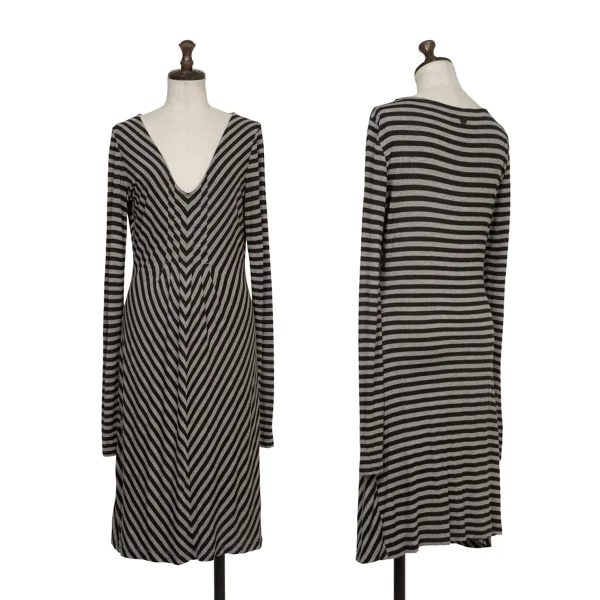 ARMANI JEANS Tuck V-Neck Striped Dress  Grey,Black 36 K-172861_001