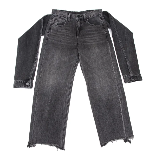 Denim x Alexander Wang Stack Crop Tie Tie Design Cropped Jeans Black 24 K-172863_001