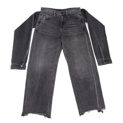 Denim x Alexander Wang Stack Crop Tie Tie Design Cropped Jeans