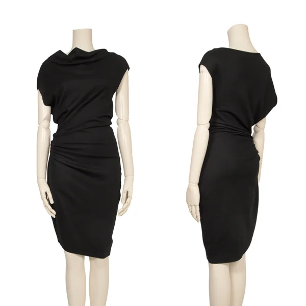 HELMUT LANG Wool Drape Design Sleeveless Dress Black P K-172870_001