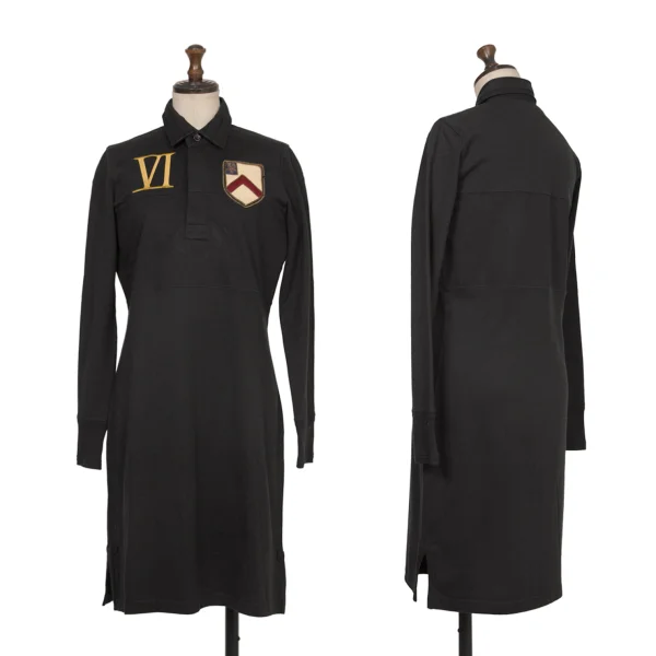 Ralph Lauren Emblem Embellished Rugby Shirt Dress Black M K-172871_001