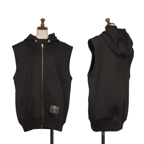 PLAN C Sleeveless Zip-Up Hoodie Jacket Black S K-172872_001