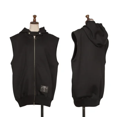 PLAN C Sleeveless Zip-Up Hoodie Jacket