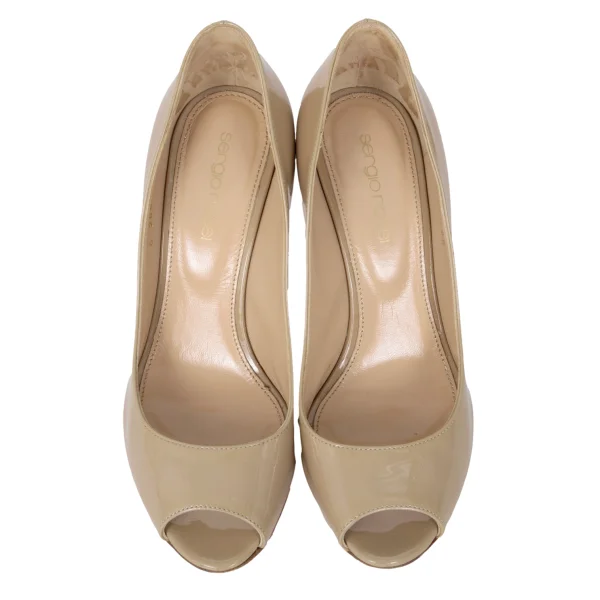 sergio rossi Open Toe Patent Leather Heel Pumps K-172886_002