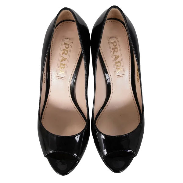 PRADA Open Toe Enamel Heel Pumps K-172888_002