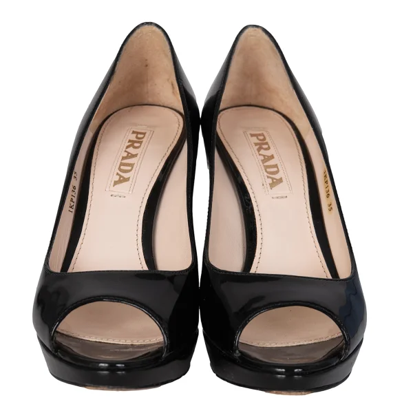 PRADA Open Toe Enamel Heel Pumps K-172888_004
