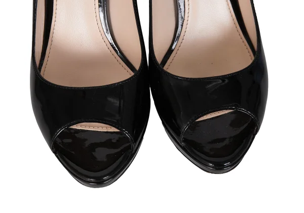 PRADA Open Toe Enamel Heel Pumps K-172888_005