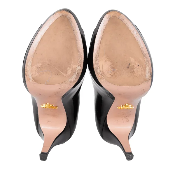 PRADA Open Toe Enamel Heel Pumps K-172888_010