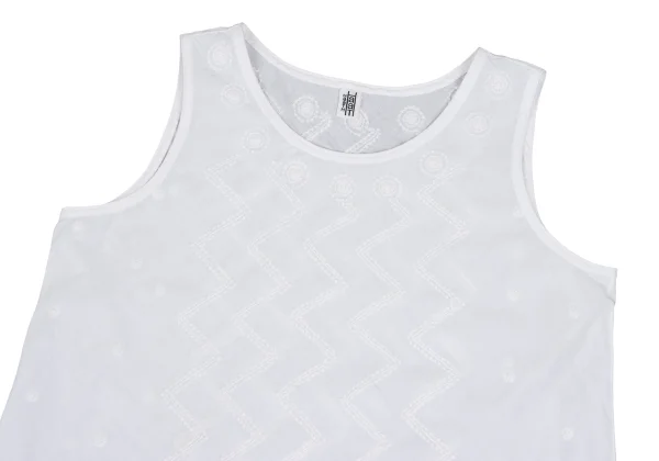 ISSEY MIYAKE HaaT Embroidered Cotton Sleeveless Top K-172897_003
