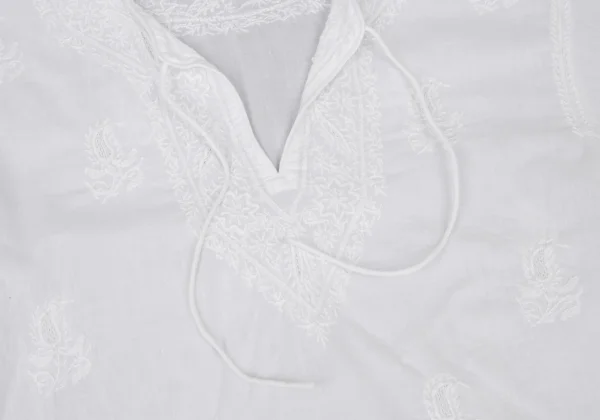 ISSEY MIYAKE HaaT Cotton Embroidered Neck Tie Blouse K-172898_005