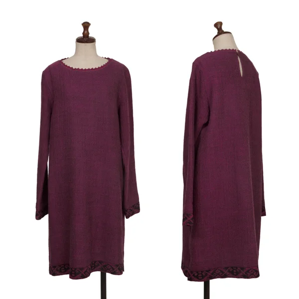 ISSEY MIYAKE HaaT Zigzag Neck Wool Dress Pink 3 K-172906_001