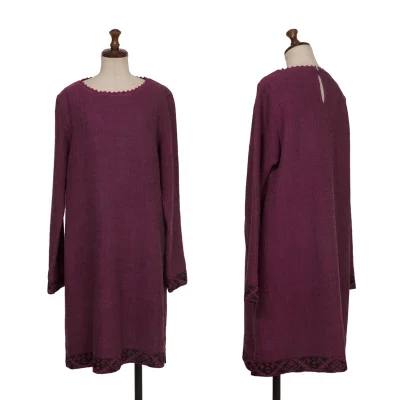ISSEY MIYAKE HaaT Zigzag Neck Wool Dress