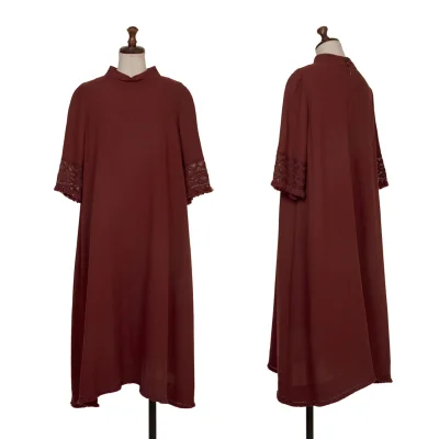 ISSEY MIYAKE HaaT Fringe Lace Mock Neck Dress 
