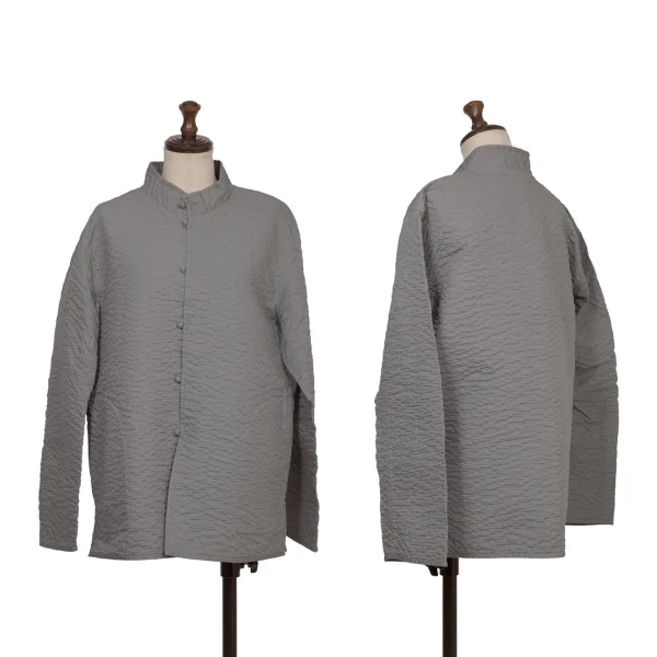 ISSEY MIYAKE HaaT Sashiko Stand Collar Jacket Grey 2 K-172909_001