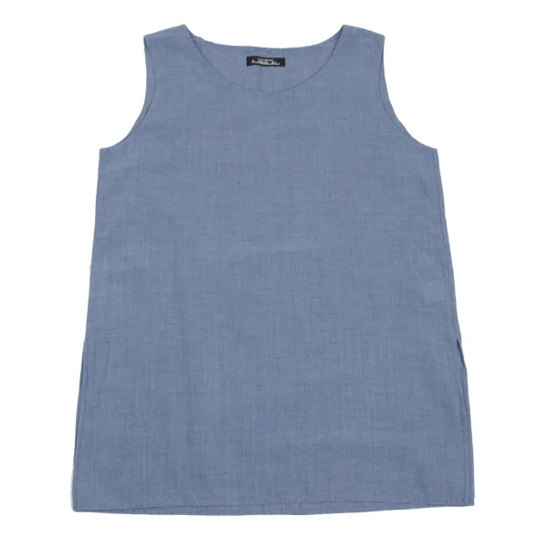 ISSEY MIYAKE PERMANENTE Cotton Side Slit Sleeveless Top K-172916_002