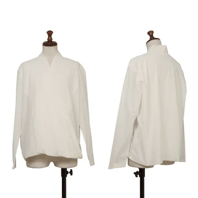 ISSEY MIYAKE PERMANENTE Cotton Drape Wrap-Front Blouse