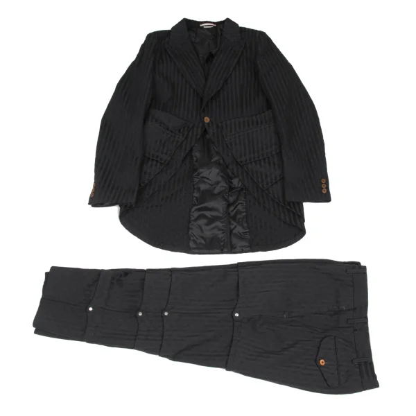 COMME des GARCONS HOMME PLUS Stripe Dot Weave Jacket & Pants Black M L K-172923_001