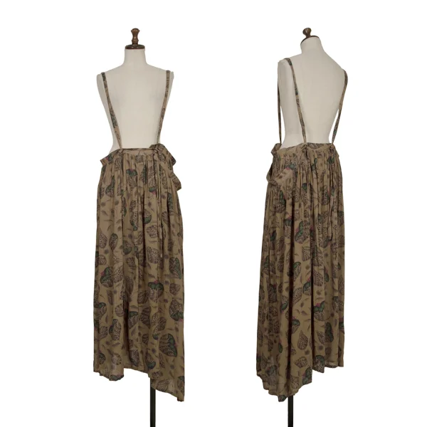 Y's Rayon Botanical Print Wrap Skirt Brown 2 K-172935_001