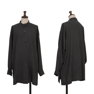 ISSEY MIYAKE PERMANENTE Silk Open Collar Shirt