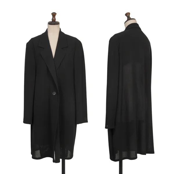 ISSEY MIYAKE PERMANENTE Summer Wool Single Button Long Jacket Black M K-172940_001