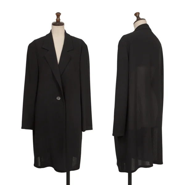 ISSEY MIYAKE PERMANENTE Summer Wool Single Button Long Jacket Navy M K-172941_001
