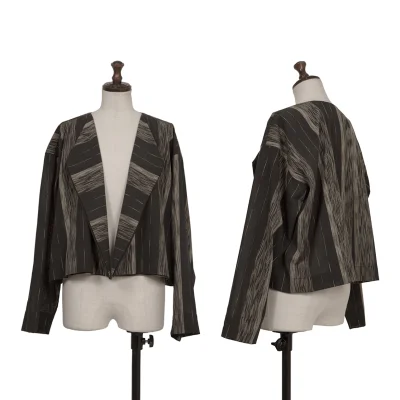 ISSEY MIYAKE PERMANENTE Faded Stripe Layered Design Buttonless Jacket