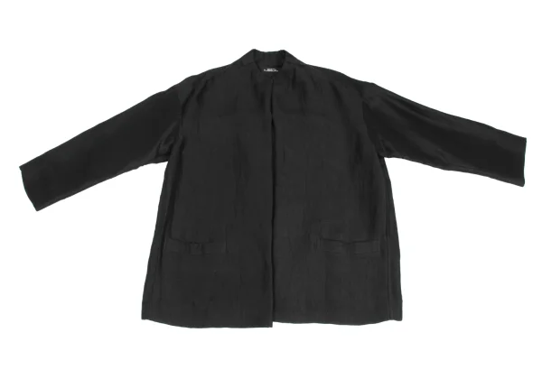 ISSEY MIYAKE PERMANENTE Linen Blend Buttonless Half Coat K-172944_002
