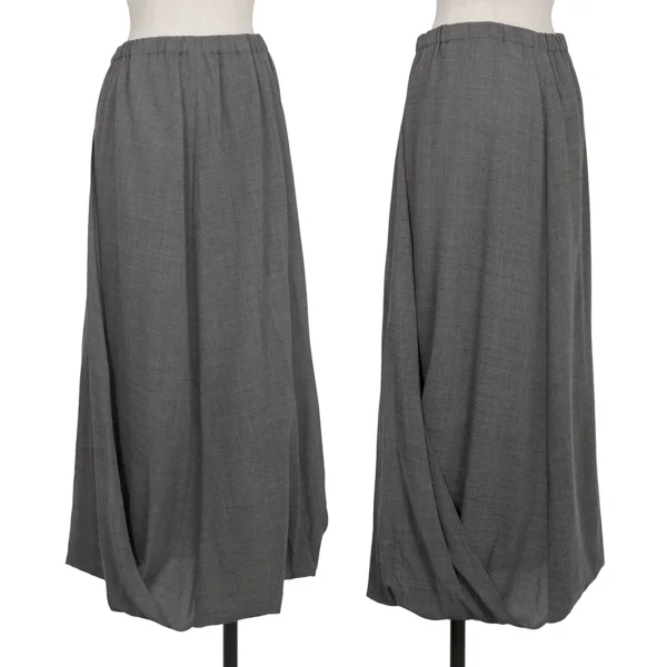 ISSEY MIYAKE PERMANENTE Wool Drape Hem Skirt Grey 2 K-172946_001