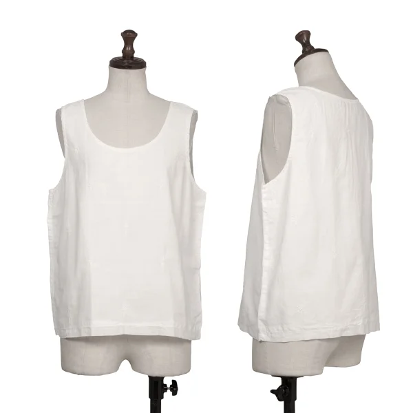 ASHA BY MDS Cotton Embroidery Sleeveless Top White S-M K-172950_001