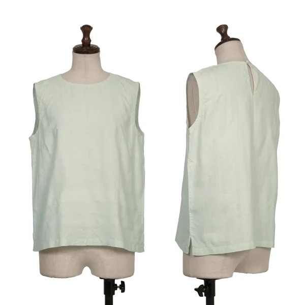 ASHA BY MDS Cotton Embroidery Sleeveles Top Light Green S-M K-172952_001
