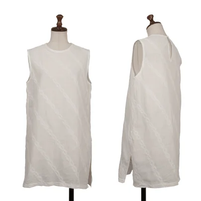 ASHA BY MDS Bias Embroidery Striped Sleeveless Top