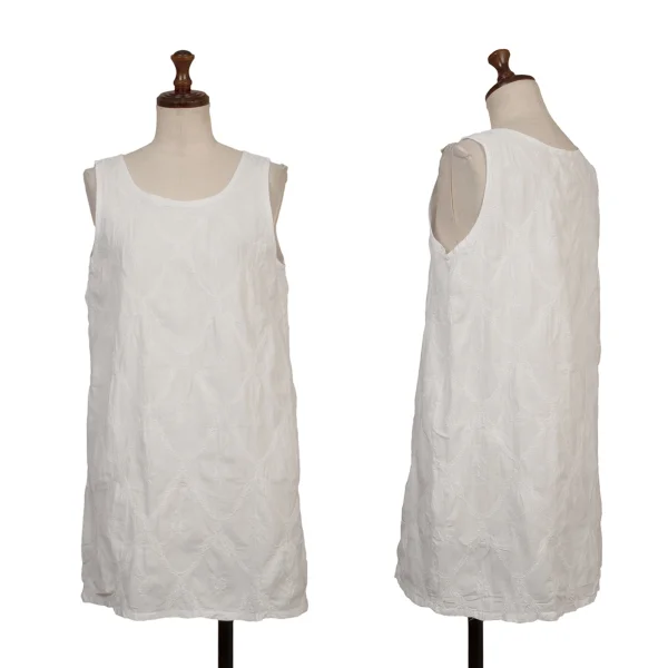 ASHA BY MDS Embroidered Cotton Sleeveless Top White M K-172954_001