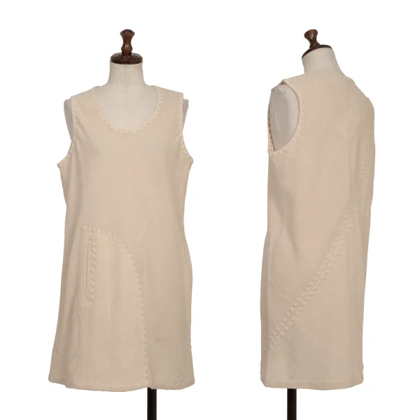 ASHA BY MDS Cotton Zigzag Design Sleeveless Top Beige M K-172957_001