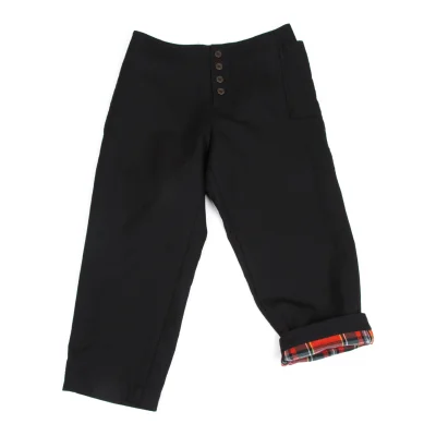 Y's Wool Check Double-faced Cropped Pants