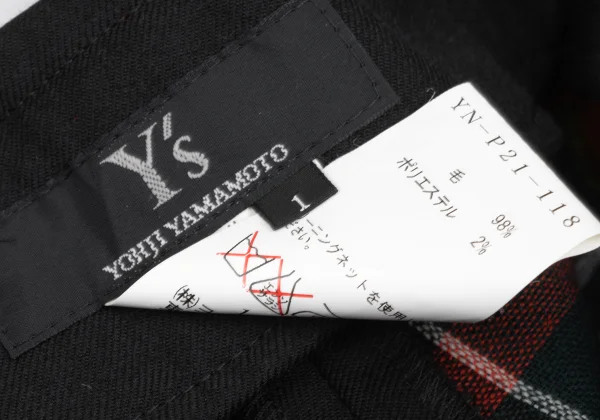 Y's Wool Check Double-faced Cropped Pants K-172961_018