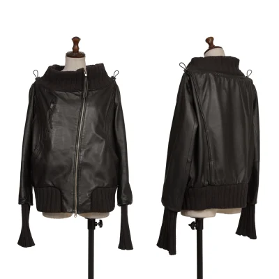 TSUMORI CHISATO Gathered Neck Lamb Leather Blouson