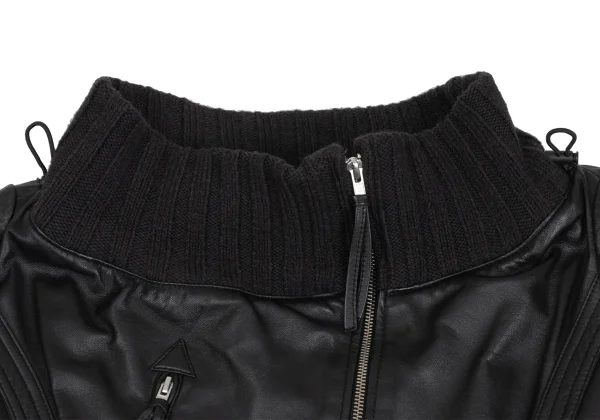 TSUMORI CHISATO Gathered Neck Lamb Leather Blouson K-172963_004