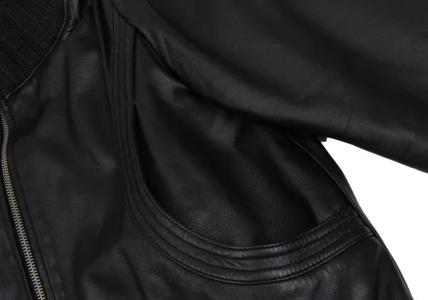 TSUMORI CHISATO Gathered Neck Lamb Leather Blouson K-172963_007