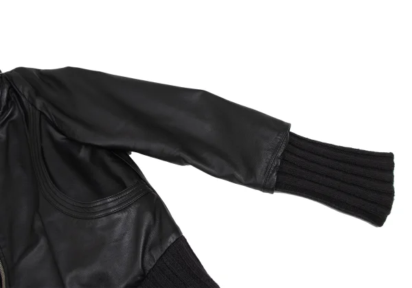 TSUMORI CHISATO Gathered Neck Lamb Leather Blouson K-172963_009