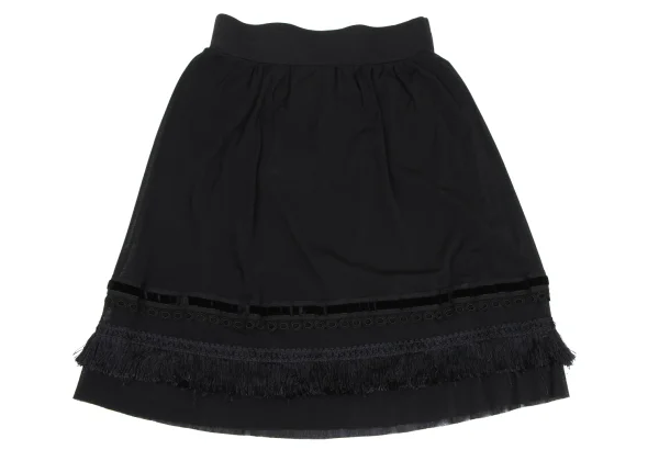 VIVIENNETAM Hem Taping Fringe Mesh Skirt K-172964_002