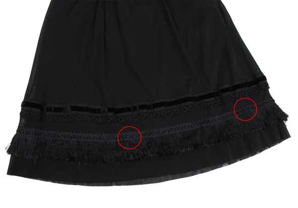 VIVIENNETAM Hem Taping Fringe Mesh Skirt K-172964_005