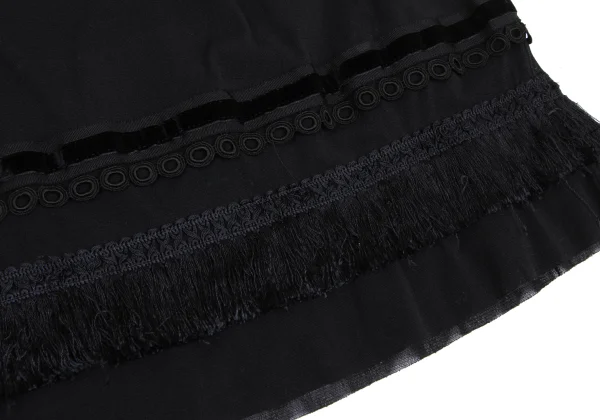 VIVIENNETAM Hem Taping Fringe Mesh Skirt K-172964_008