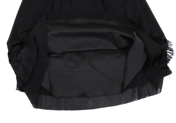 VIVIENNETAM Hem Taping Fringe Mesh Skirt K-172964_010