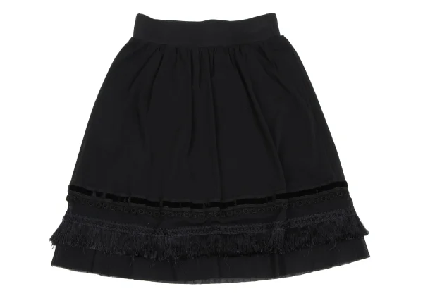 VIVIENNETAM Hem Taping Fringe Mesh Skirt K-172964_011
