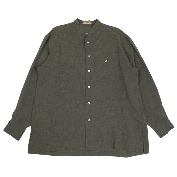 ISSEY MIYAKE MEN Triacetate Blend Mandarin Collar Shirt Khaki L K-172973_001