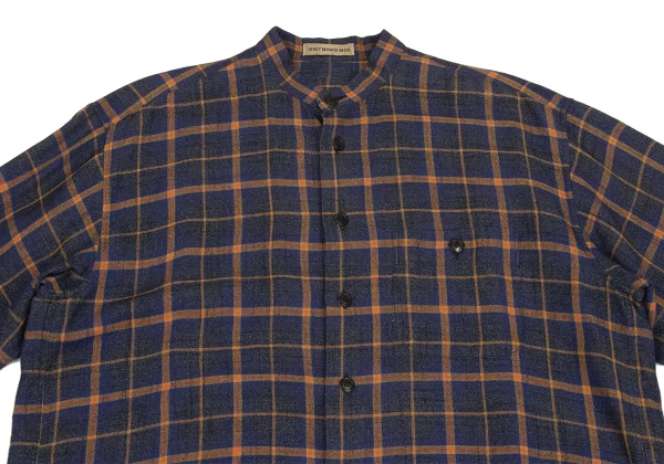 ISSEY MIYAKE MEN Rayon Blend Mandarin Collar Plaid Shirt K-172974_002