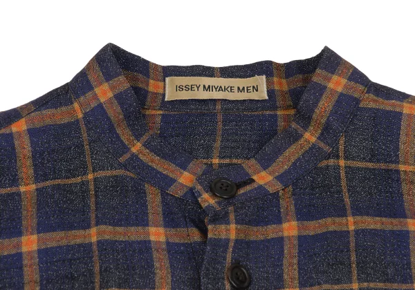 ISSEY MIYAKE MEN Rayon Blend Mandarin Collar Plaid Shirt K-172974_003