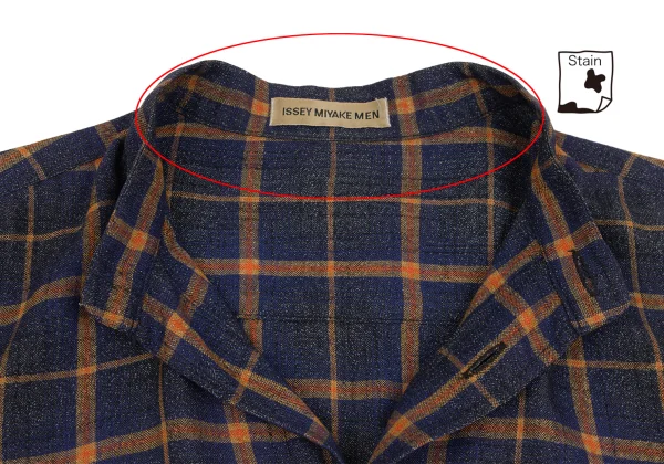 ISSEY MIYAKE MEN Rayon Blend Mandarin Collar Plaid Shirt K-172974_006