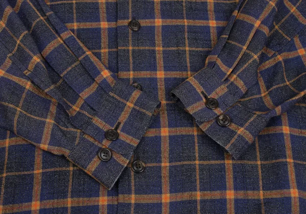 ISSEY MIYAKE MEN Rayon Blend Mandarin Collar Plaid Shirt K-172974_011